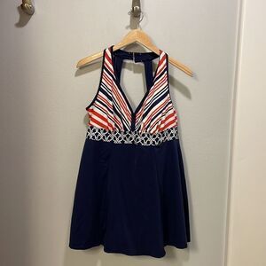 Swim 365 woman’s blue red and white swimsuit